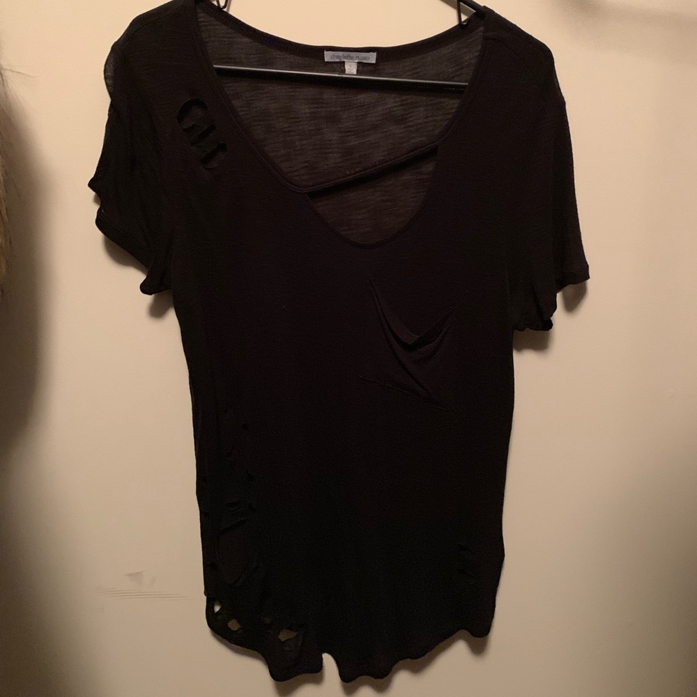 Black Ripped lose top.